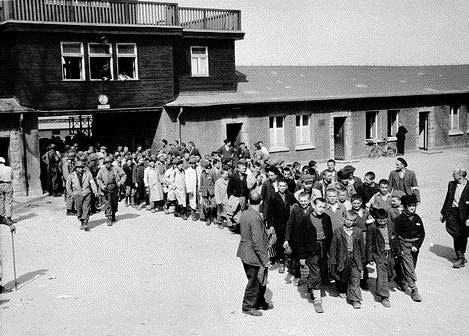 children leaving Buchenwald