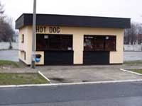 hotdog stand at Auschwitz 