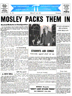 Front page of Pi, University College London newspaper, Feb 2, 1961