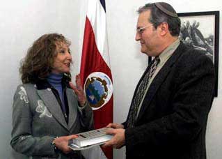 Efraim Zuroff with Naomi Baruch, Chilean ambassador to Israel